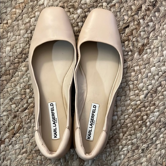 Karl Lagerfeld Shoes - Karl Lagerfeld Cream Ballet Flats with Rounded Toe